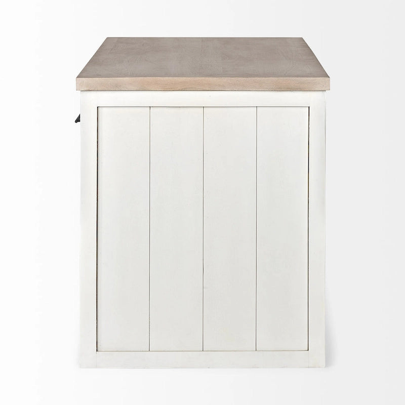 Kücheninsel aus Holz in Weiß und Braun mit 3 Schubladen 30x60x34,5 Zoll