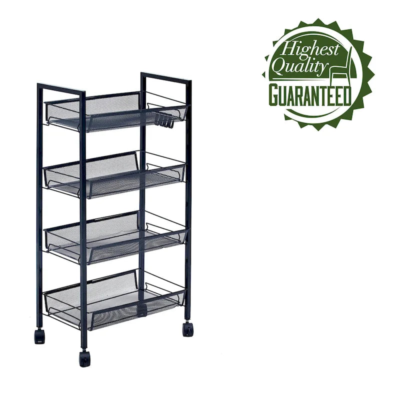 Rollbarer Organizer- und Ablagewagen mit 4 Etagen, 44,2 x 26 x 84,5 cm