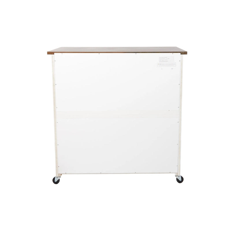Moderner Bauernhaus-Küchenwagen aus weißem Holz mit Scheunentür 89x46x91 cm