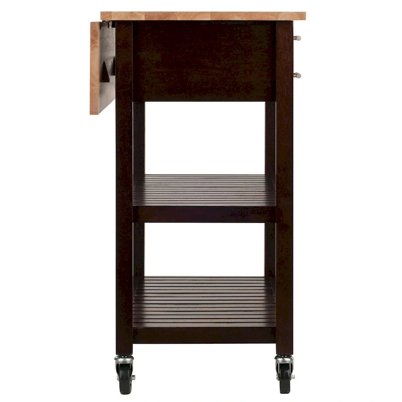 Küchenwagen mit Klappplatte, Cappuccino und Natur, 36,57x26,42x34,45 Zoll