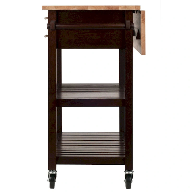 Küchenwagen mit Klappplatte, Cappuccino und Natur, 36,57x26,42x34,45 Zoll