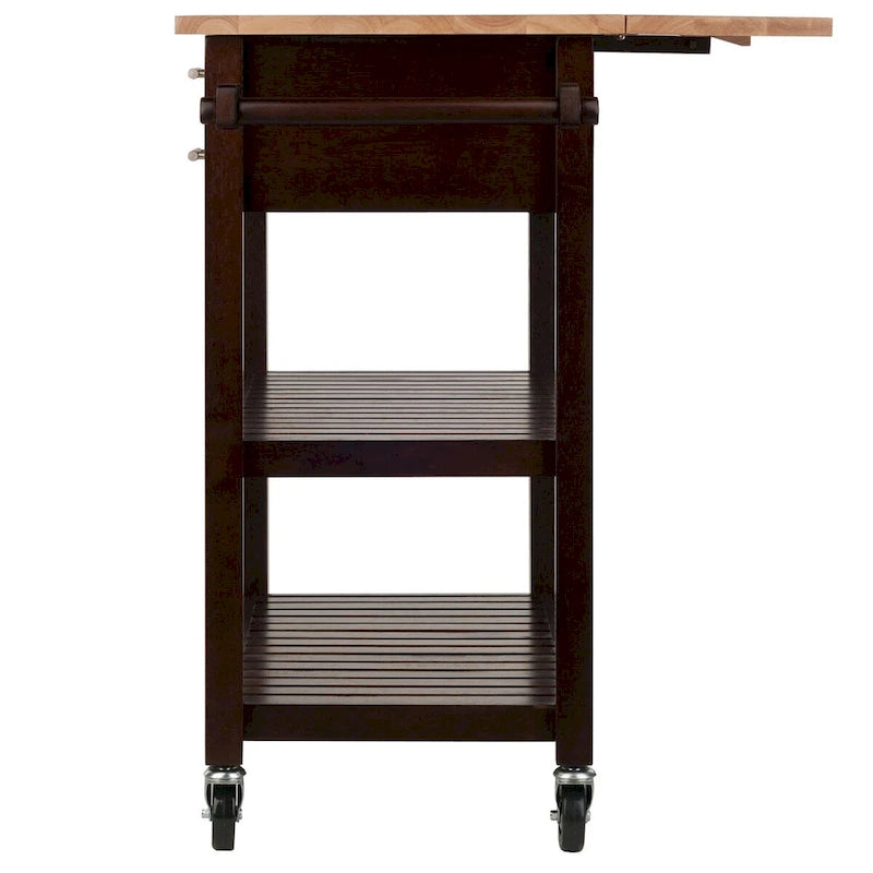 Küchenwagen mit Klappplatte, Cappuccino und Natur, 36,57x26,42x34,45 Zoll