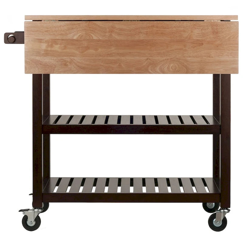 Küchenwagen mit Klappplatte, Cappuccino und Natur, 36,57x26,42x34,45 Zoll