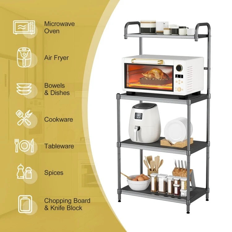 4-stöckiges Küchenregal – Bäckerregal-Organizer 59,7 x 34,3 x 135,9 cm