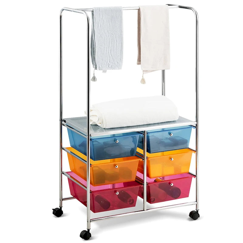 6-Schubladen-Rollwagen mit Aufhängestange 63,5x36,8x111,8 cm