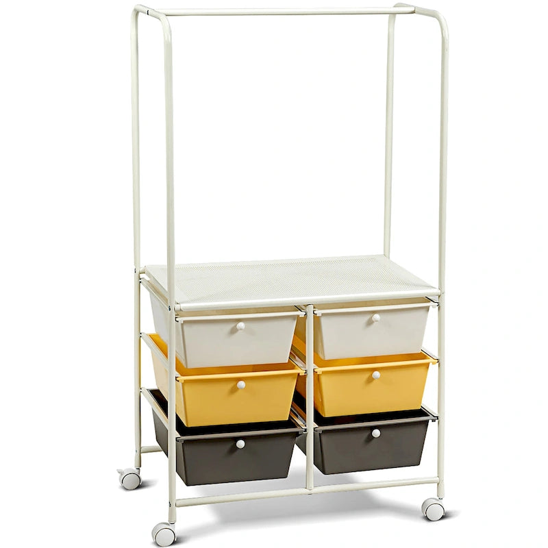 6-Schubladen-Rollwagen mit Aufhängestange 63,5x36,8x111,8 cm