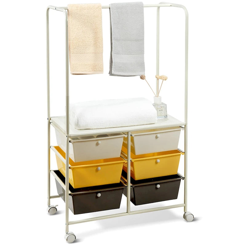 6-Schubladen-Rollwagen mit Aufhängestange 63,5x36,8x111,8 cm