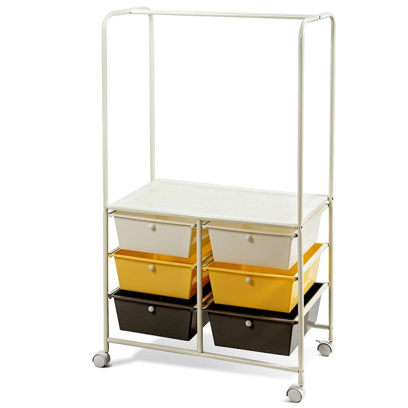 6-Schubladen-Rollwagen mit Aufhängestange 63,5x36,8x111,8 cm