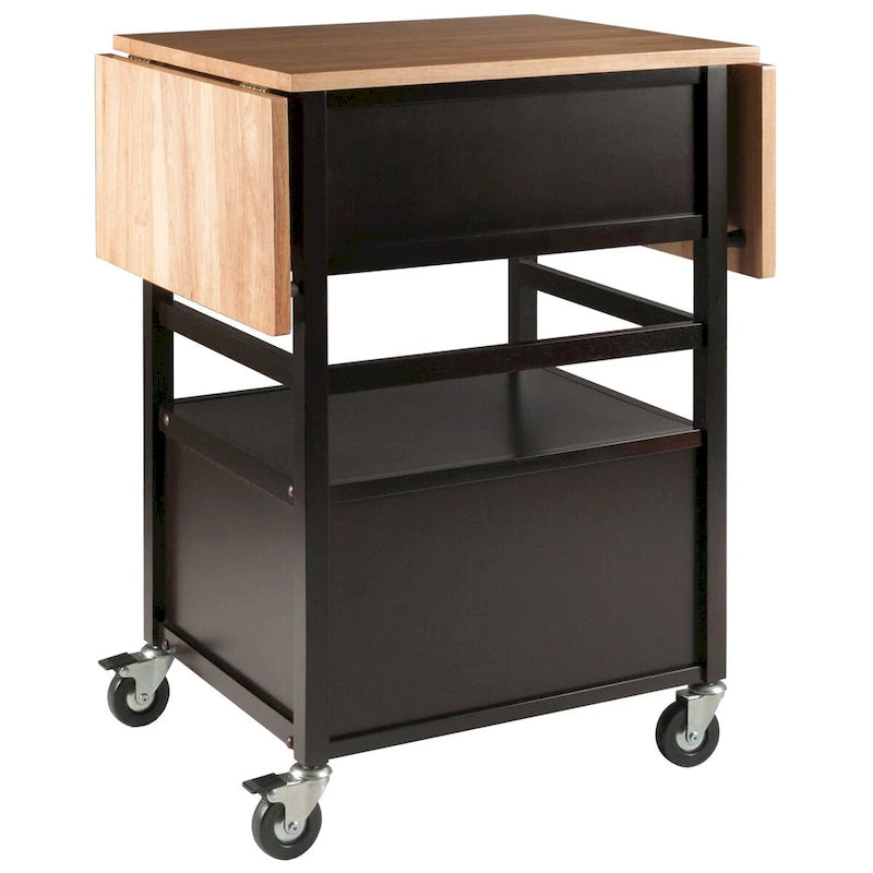 Küchenwagen mit Klappplatte, Kaffee und Natur, 43,23x20,08x33,54 Zoll