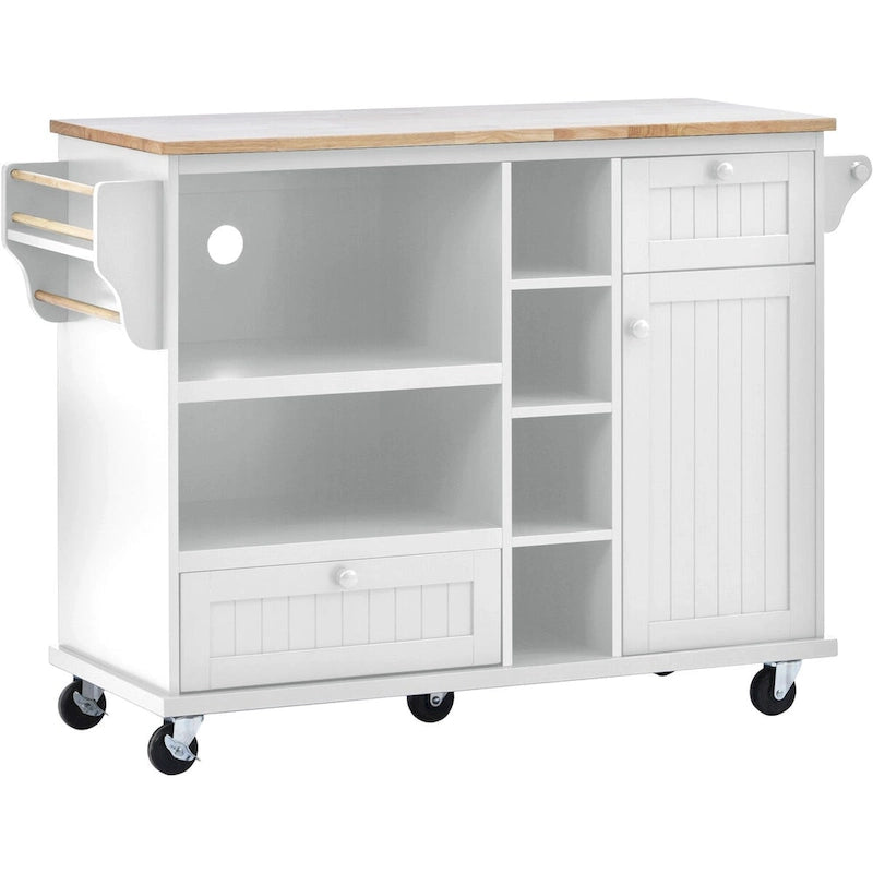 Rollbarer Küchenwagen mit Edelstahl-Arbeitsplatte 108x48x89 cm
