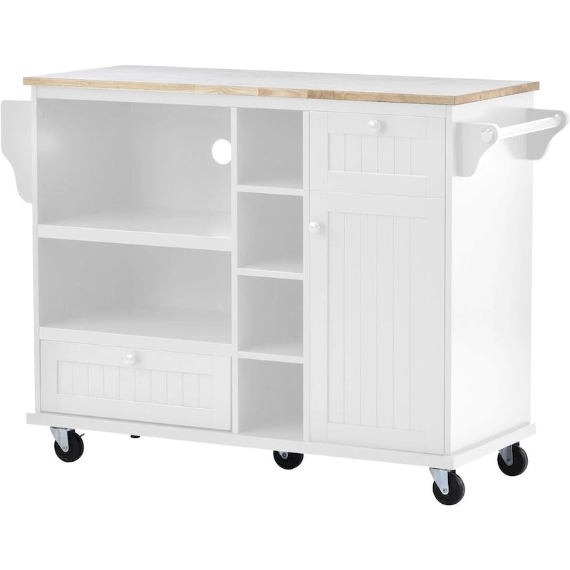 Rollbarer Küchenwagen mit Edelstahl-Arbeitsplatte 108x48x89 cm