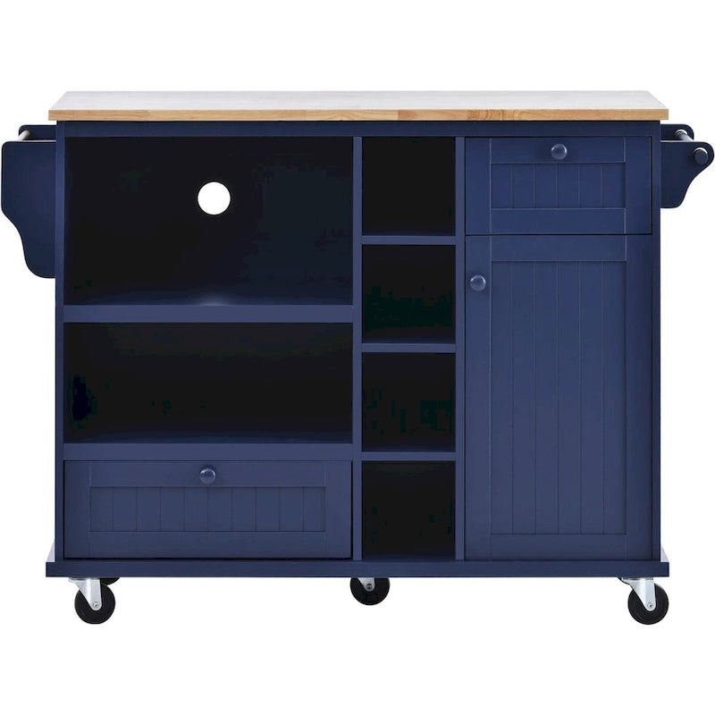 Rollbarer Küchenwagen mit Edelstahl-Arbeitsplatte 108x48x89 cm