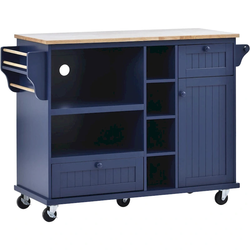 Rollbarer Küchenwagen mit Edelstahl-Arbeitsplatte 108x48x89 cm