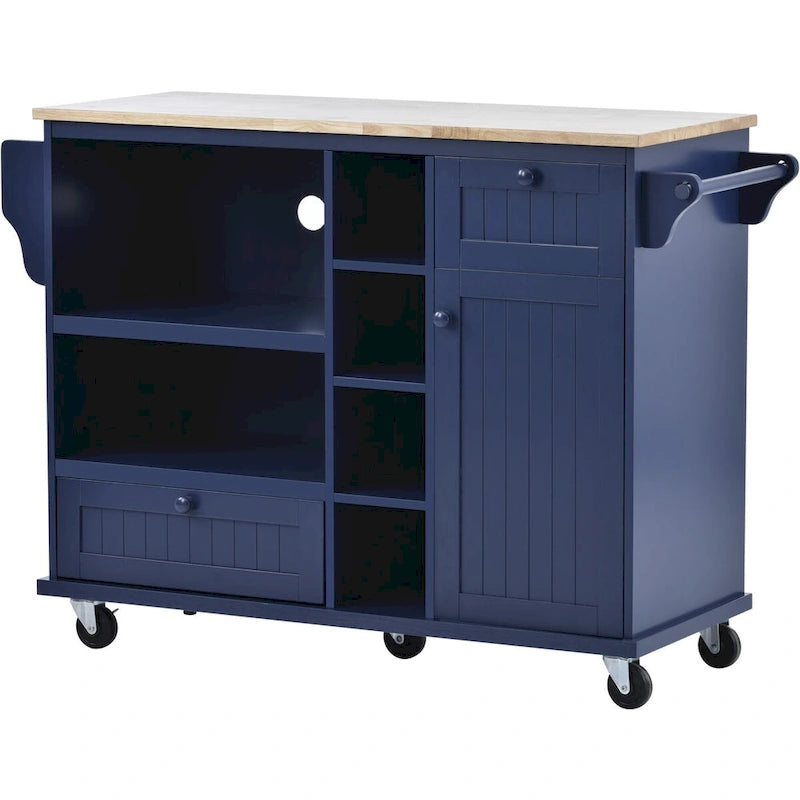 Rollbarer Küchenwagen mit Edelstahl-Arbeitsplatte 108x48x89 cm