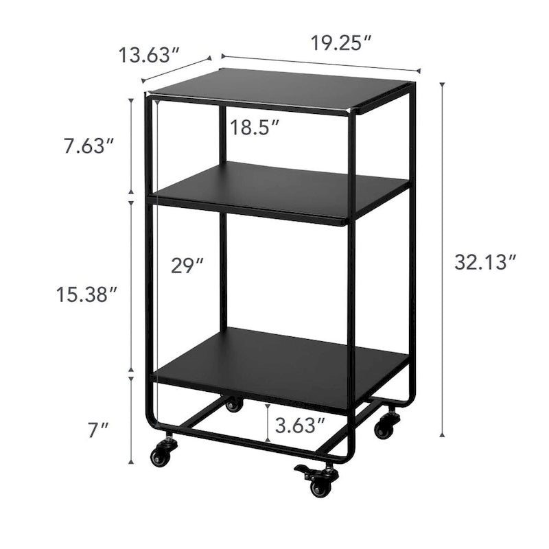 Rollbarer Mehrzweckwagen Stahl mit Rädern und Haken 49x38x81,5 cm